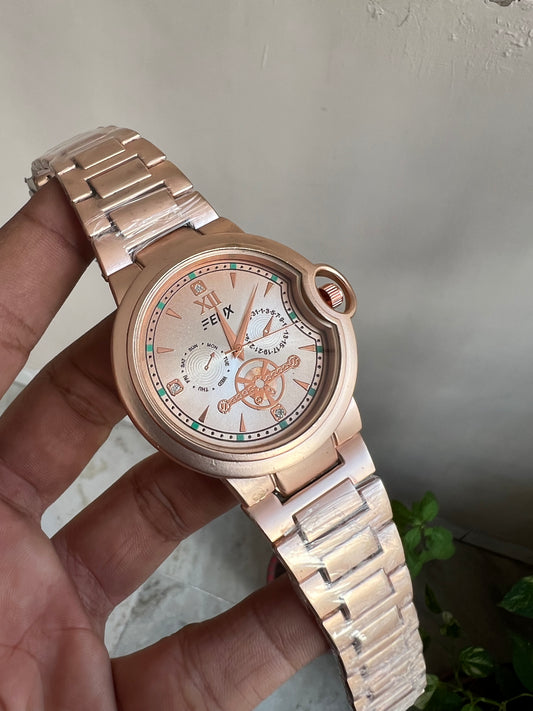 Rose Gold Colour Classsic Stainless Steel Strap Watch For Men