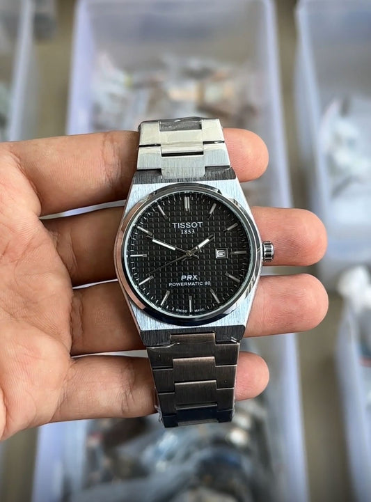 Silver Colour Black Dial Classic Analog Watch For Men