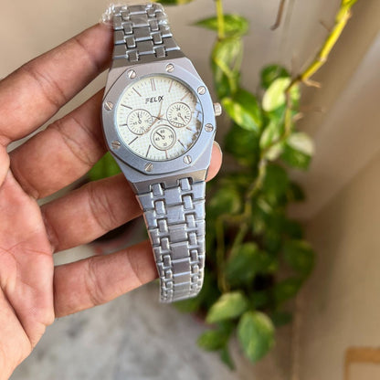 Grey Colour Round Dial Stainless Steel Straps Classic Watch For Men