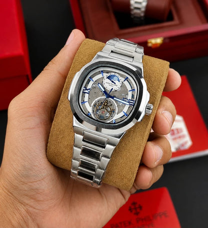 PATEK PHI_LIPPE SKELETON WATCH OPEN WORKED DIAL WITH DATE WINDOW