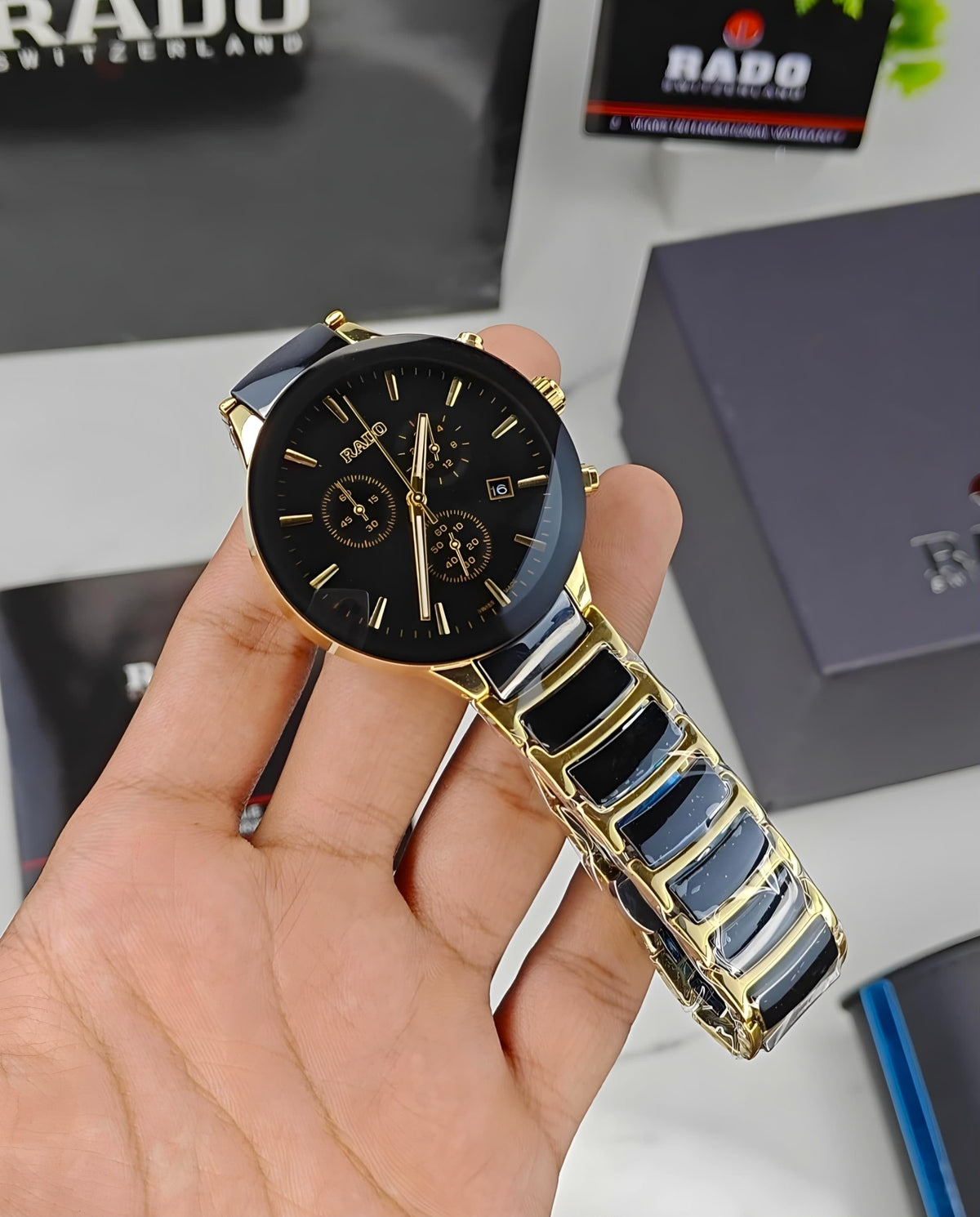 Ra_do Centrix Premium Chronograph gold Black Watch for Men