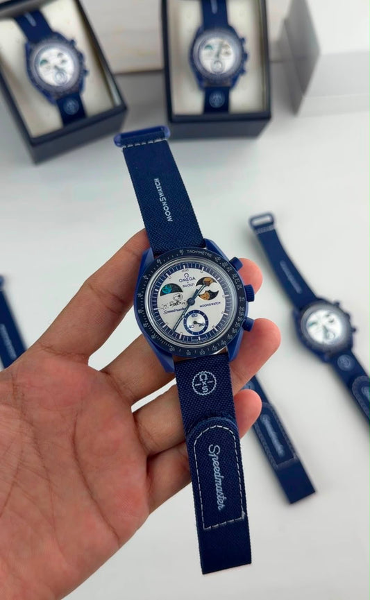 Ome_ga moon swatch all working chronograph Watch