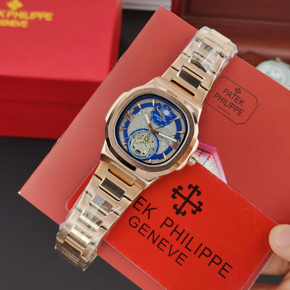 PATEK PHI_LIPPE WRIST WATCH A DARK GREDIANT DIAL WITH DATE WINDOW