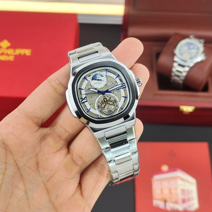 PATEK PHI_LIPPE SKELETON WATCH OPEN WORKED DIAL WITH DATE WINDOW