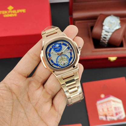 PATEK PHI_LIPPE WRIST WATCH A DARK GREDIANT DIAL WITH DATE WINDOW