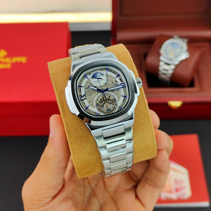 PATEK PHI_LIPPE SKELETON WATCH OPEN WORKED DIAL WITH DATE WINDOW
