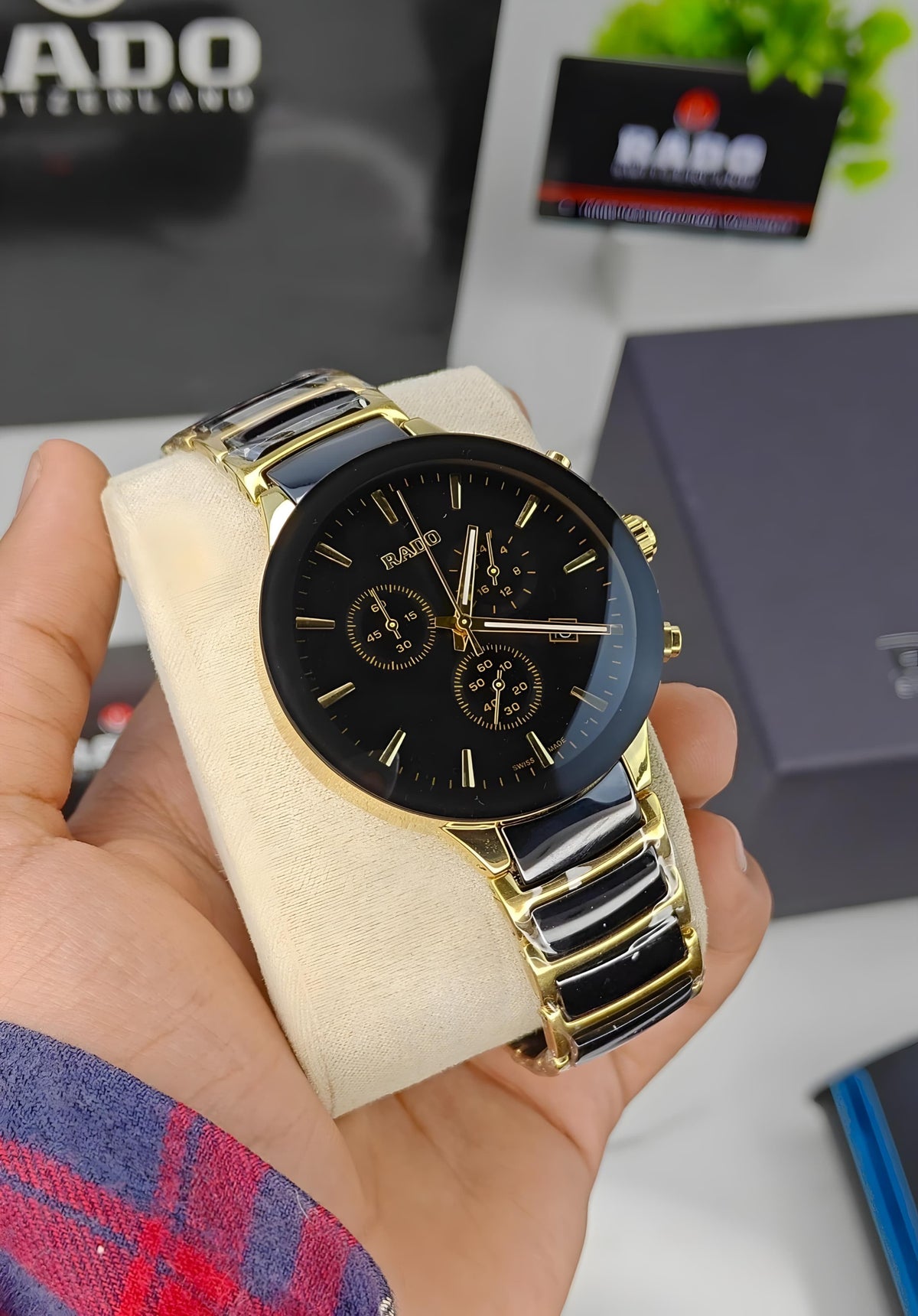 Ra_do Centrix Premium Chronograph gold Black Watch for Men