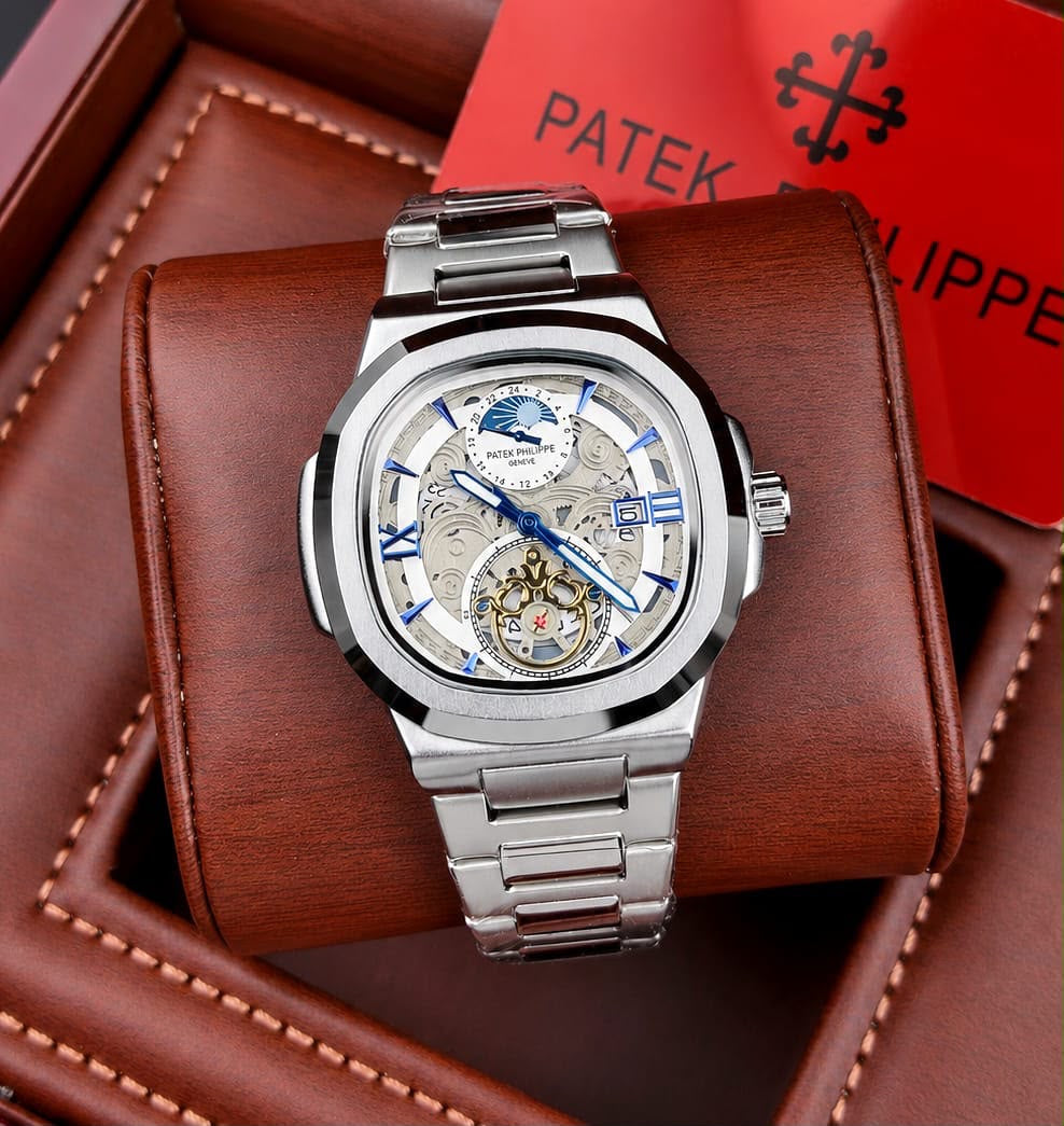 PATEK PHI_LIPPE SKELETON WATCH OPEN WORKED DIAL WITH DATE WINDOW