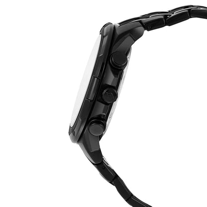 Black Dial Black Steel Strapes Chronograph Analog Watch For Men