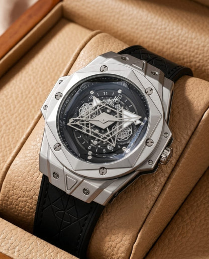 Hub_lot Grey Black Dial Analog Leather Watch For men (Copy)
