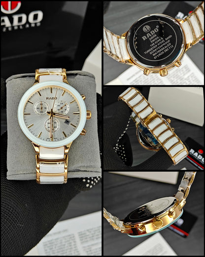 Ra_do Centrix Premium Chronograph gold white Watch for Men