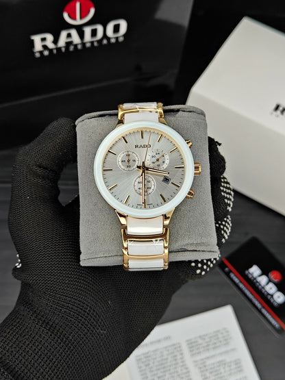 Ra_do Centrix Premium Chronograph gold white Watch for Men