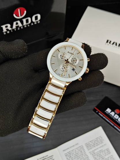 Ra_do Centrix Premium Chronograph gold white Watch for Men