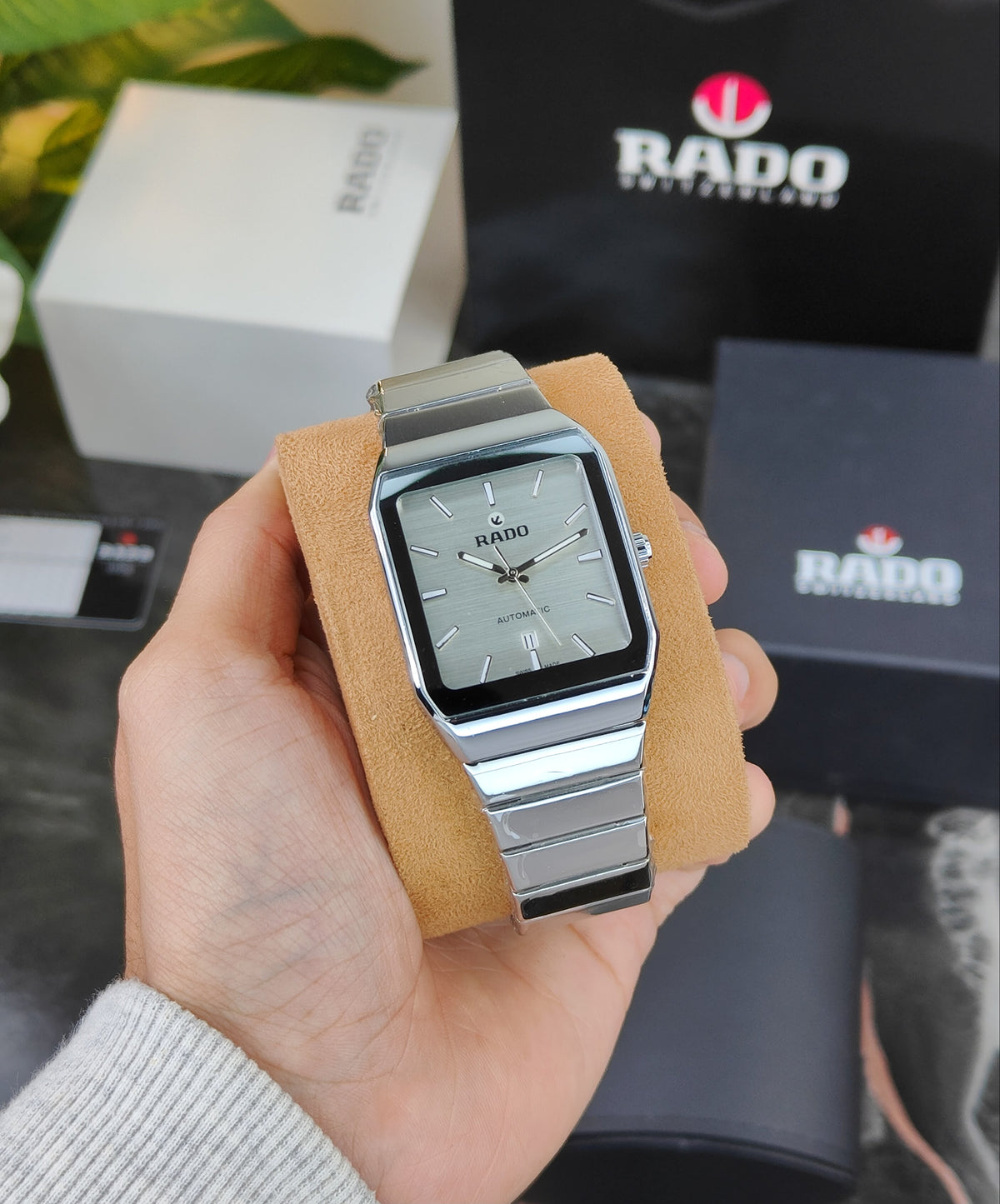 RA_DO SQUARE WRISTWATCH SILVER WHITE DIAL