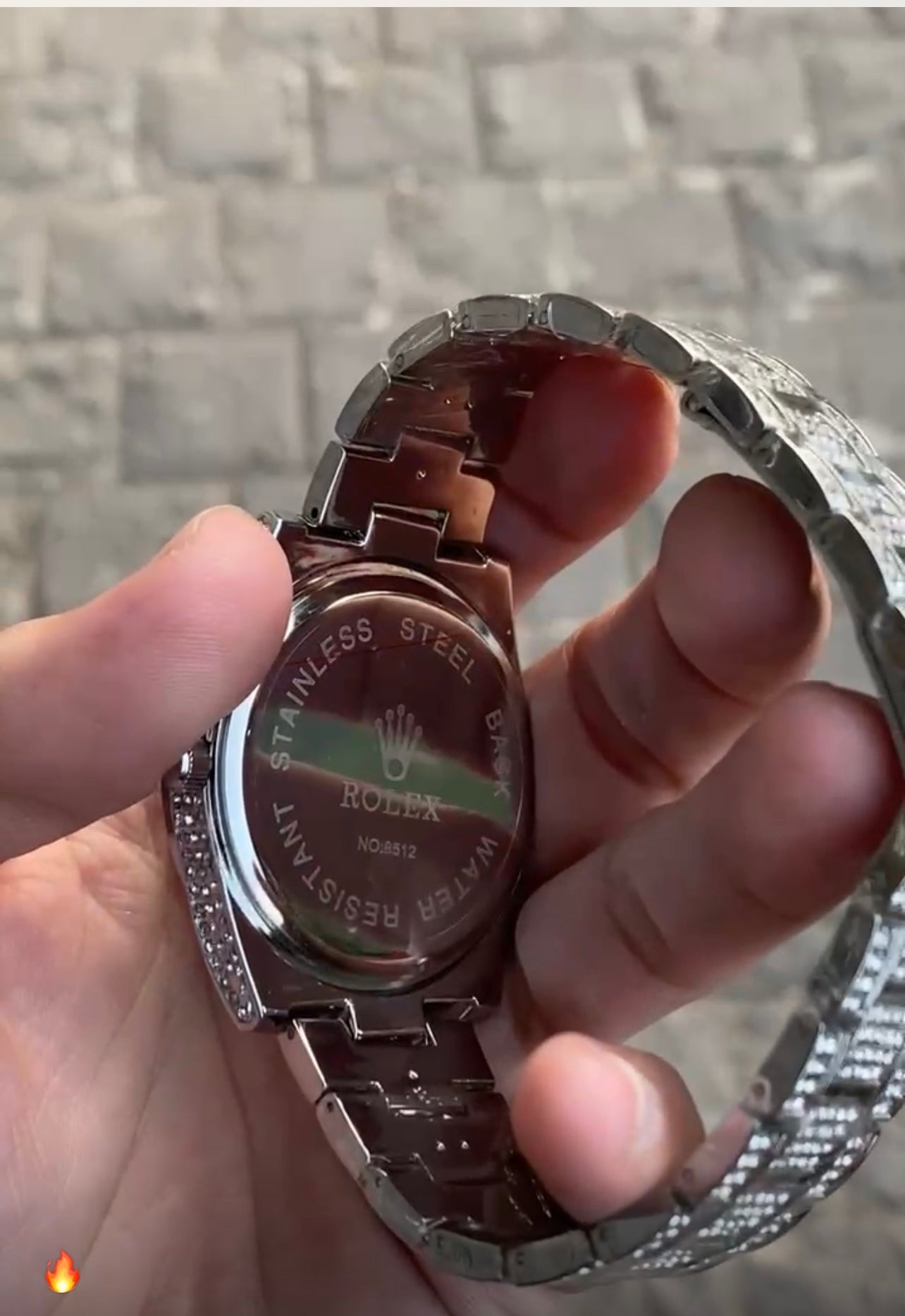 Silver Colour Stone Embedded Bracelet Style Analog Watch For Men