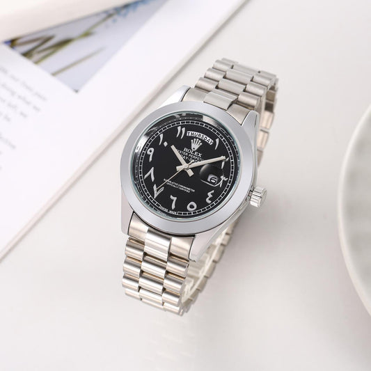 Silver Colour Black Dial Bracelet Style Analog Watch For Men