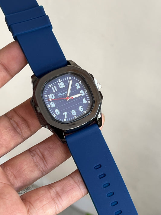 Blue And Black DIal Silicon Straps Analog Watch For Men