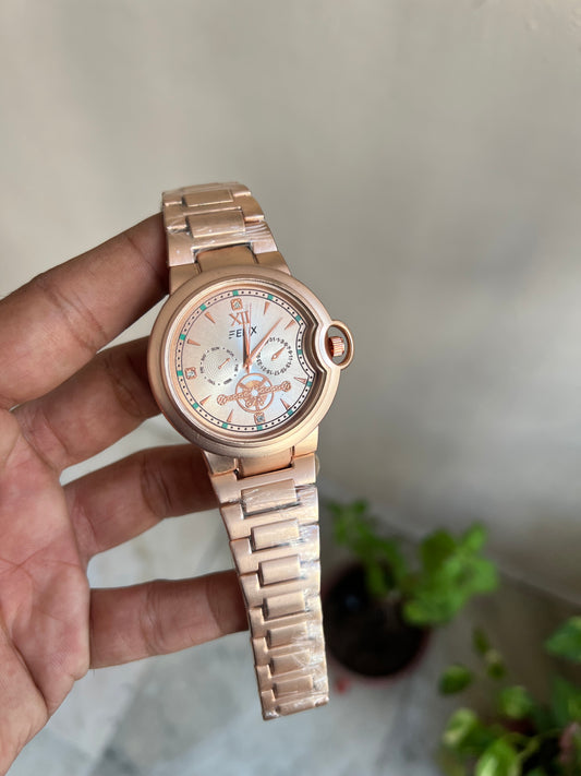 Rose Gold Colour Classsic Stainless Steel Strap Watch For Men