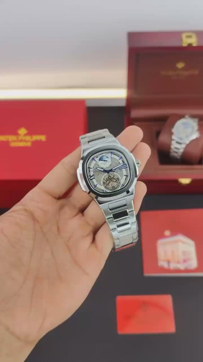 PATEK PHI_LIPPE SKELETON WATCH OPEN WORKED DIAL WITH DATE WINDOW
