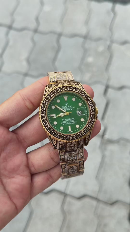 Rol_ex Vinatge Green Dial Analog Watch for Men