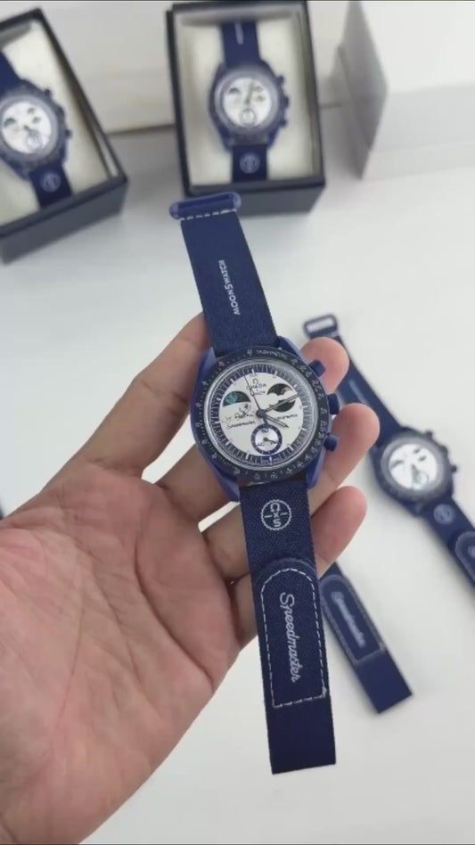 Ome_ga moon swatch all working chronograph Watch