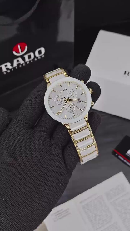 Ra_do Centrix Premium Chronograph gold white Watch for Men